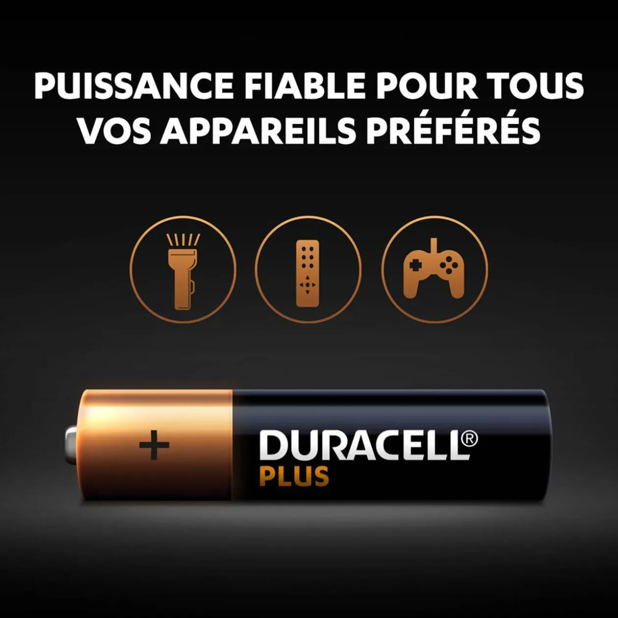 Pile Duracell Plus alcaline AAA 1,5 Volts, LR03 - Lot de 8