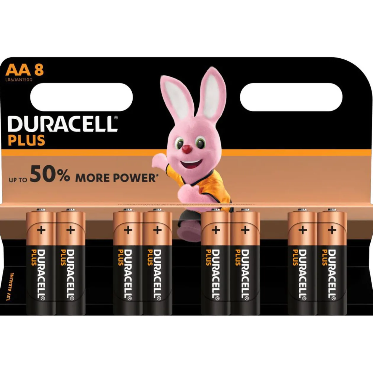 Pile Duracell Plus alcaline AA 1,5 Volts, LR06 - Lot de 8