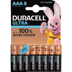 Pile Duracell Ultra alcaline AAA 1,5 Volts, LR03 - Lot de 8