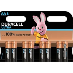 Pile Duracell Ultra alcaline AA 1,5 Volts, LR06 - Lot de 8