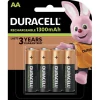 Pile rechargeable Duracell AA 1300 mAh, LR6 - Lot de 4