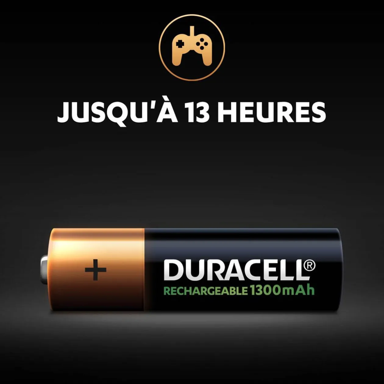 Pile rechargeable Duracell AA 1300 mAh, LR6 - Lot de 4