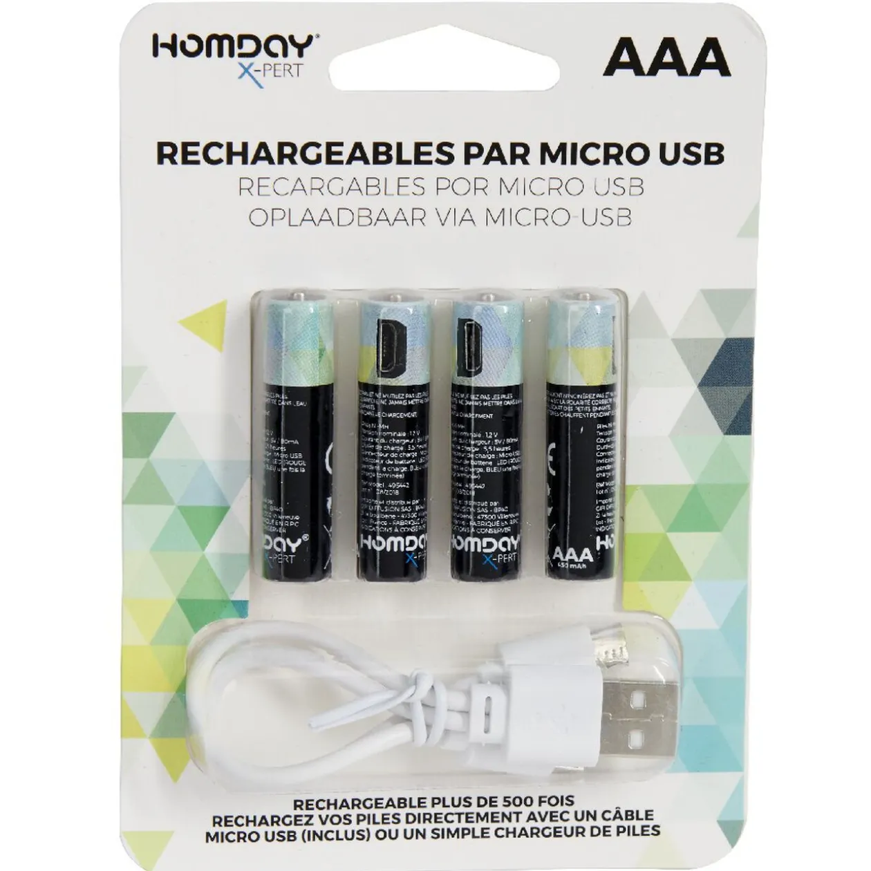 Pile rechargeable USB x4