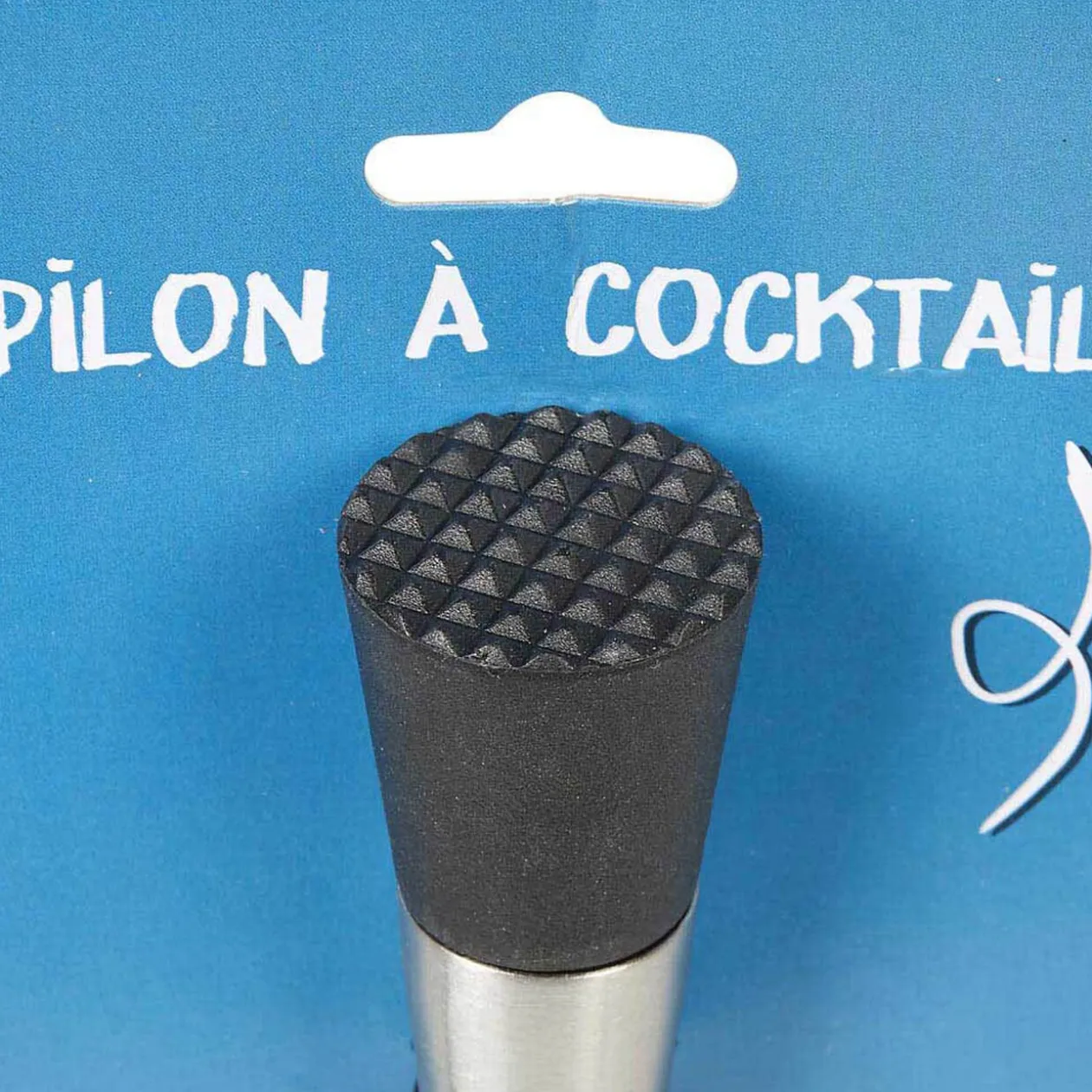 Pilon à cocktail denté inox gris et noir