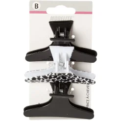 Pince à cheveux noir blanc L.8 cm x3