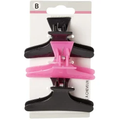 Pince à cheveux noir fuchsia L.7,5 cm x3