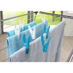 Pince à linge blanche et bleue plastique opaque x24