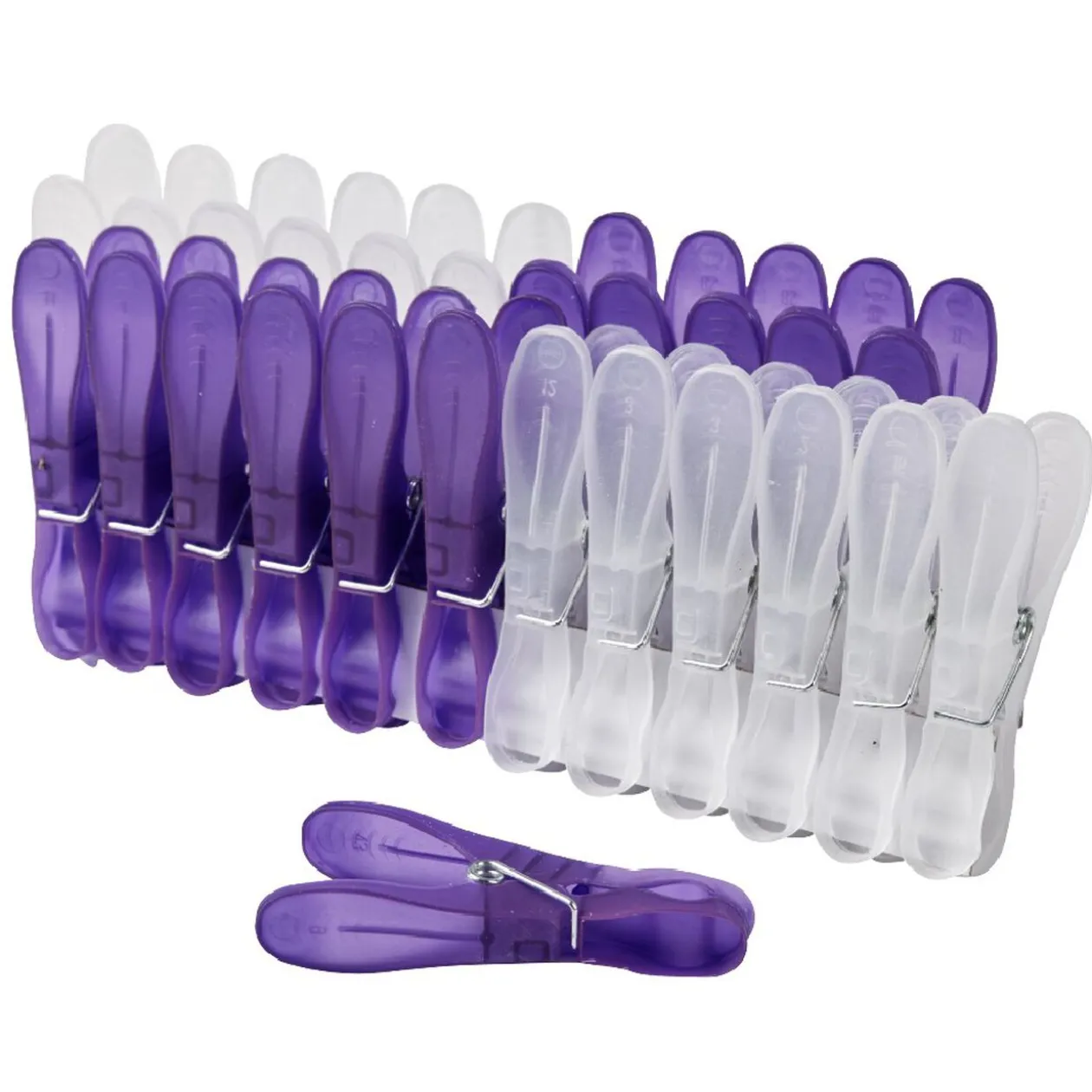 Pince à linge blanche et violette plastique transparent x24