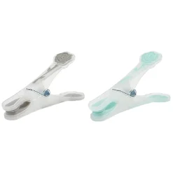 Pince à linge design fleur grise et bleue x24