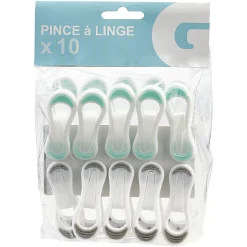 Pince à linge multiusage blanche design multicolore x10