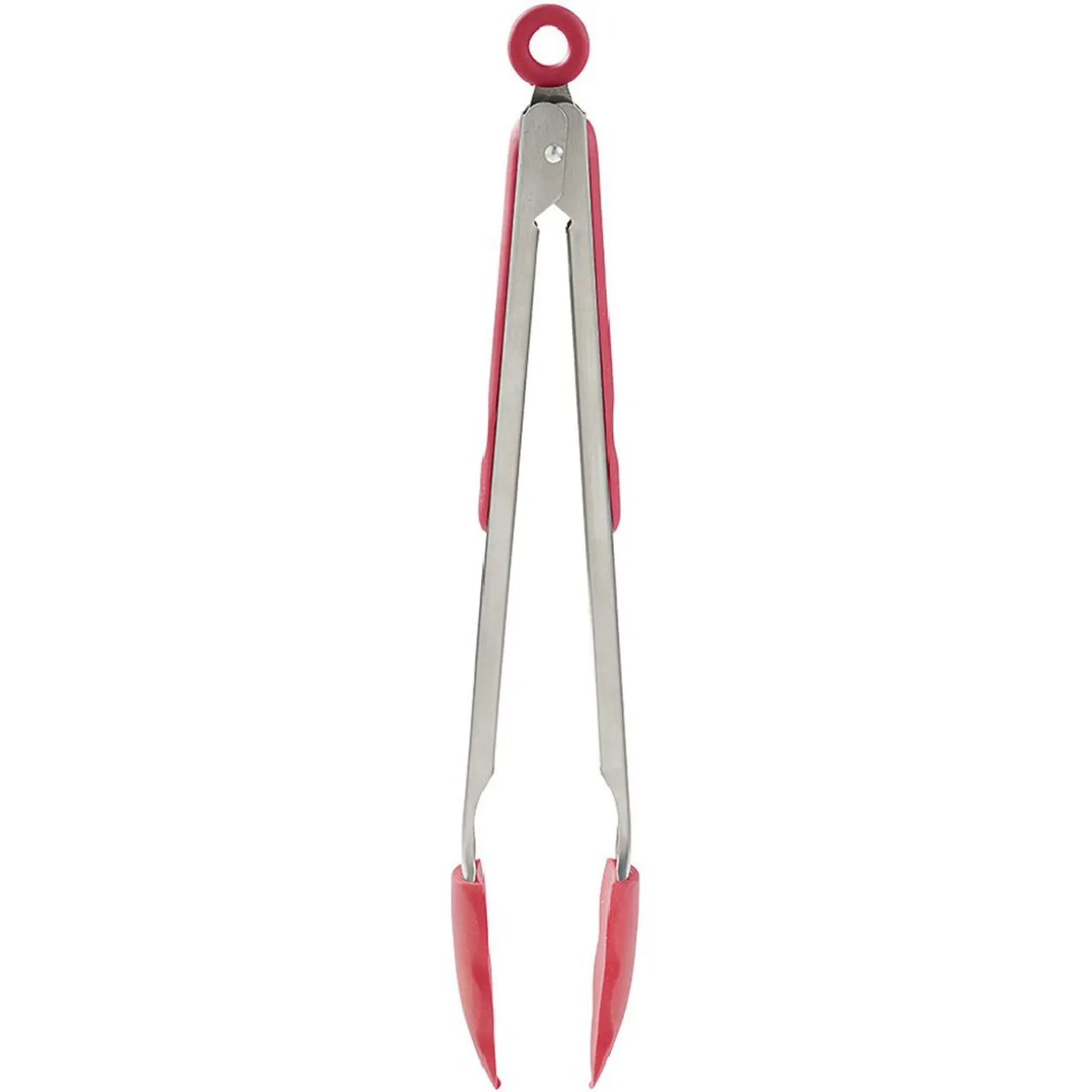 Pince à viande en inox plastique rouge gris