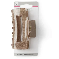 Pince cheveux crabe marron pailleté L10cm