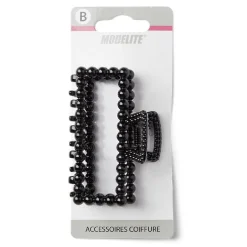 Pince cheveux crabe noir brillant rectangulaire L8cm