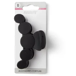 Pince cheveux noir mat design arrondi L10cm