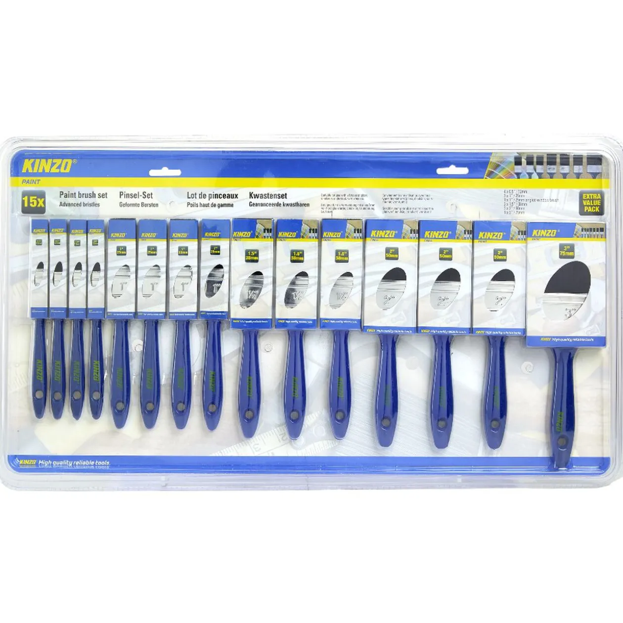 Pinceaux plats pour peinture brico - pack de 15 pièces