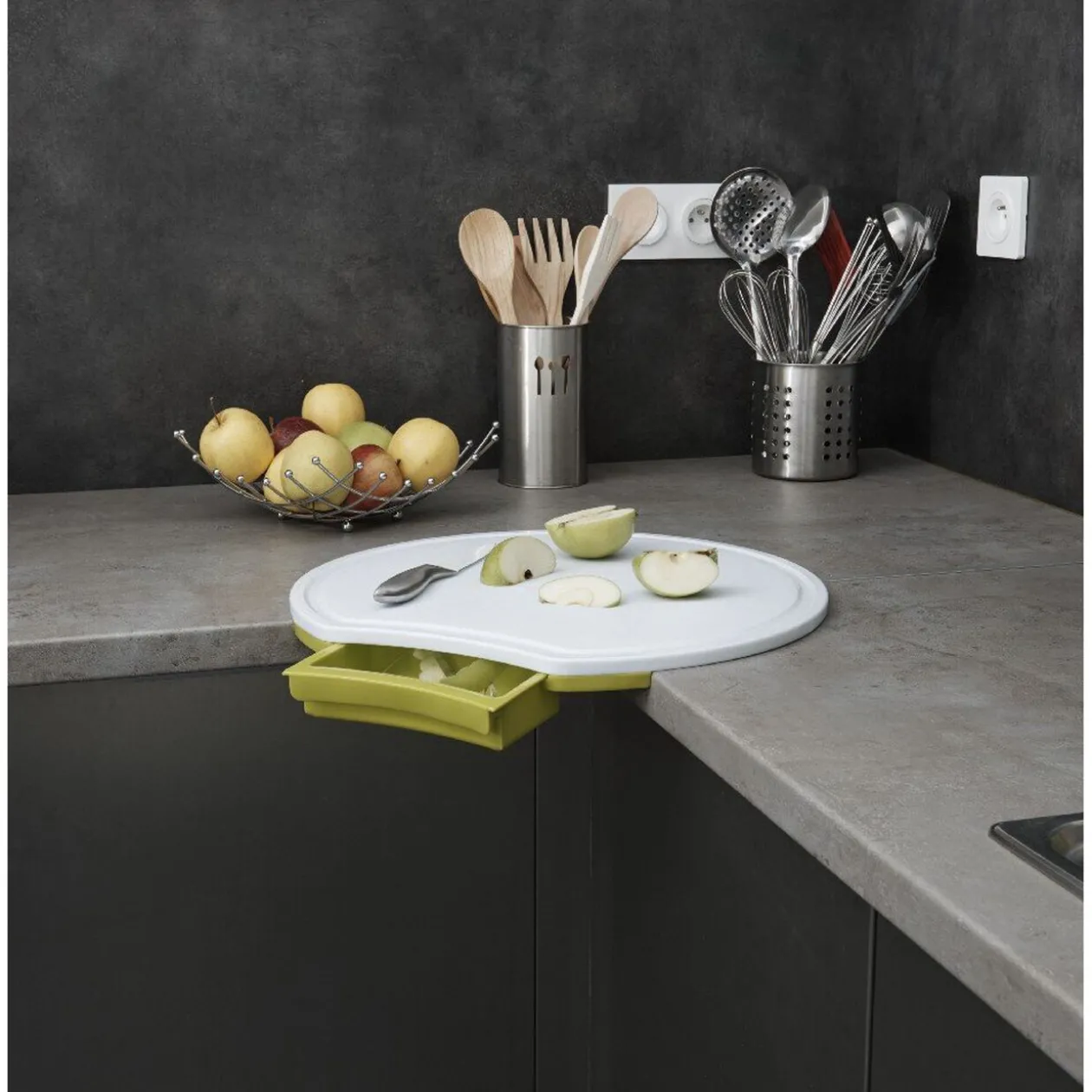 Planche à découper d angle blanc vert