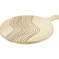 Planche à pizza ronde en bois avec poignée - Ø33xL44xép1,5cm