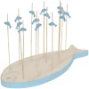 Planche support à pics apéritifs en bois forme poisson