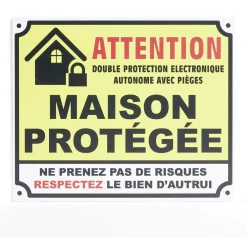 Plaque signalétique "Attention, maison protégée" - 24x20 cm