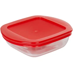 Plat à four carré en verre couvercle plastique