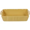 Plat à four rectangulaire jaune moutarde en grès