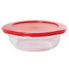 Plat à four rond en verre couvercle plastique