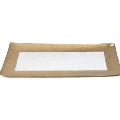 Plat à servir rectangulaire transparent et doré