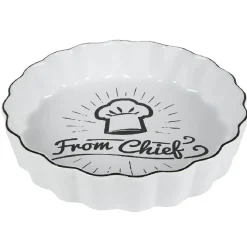 Plat à tarte blanc motif toque noire "From Chief"