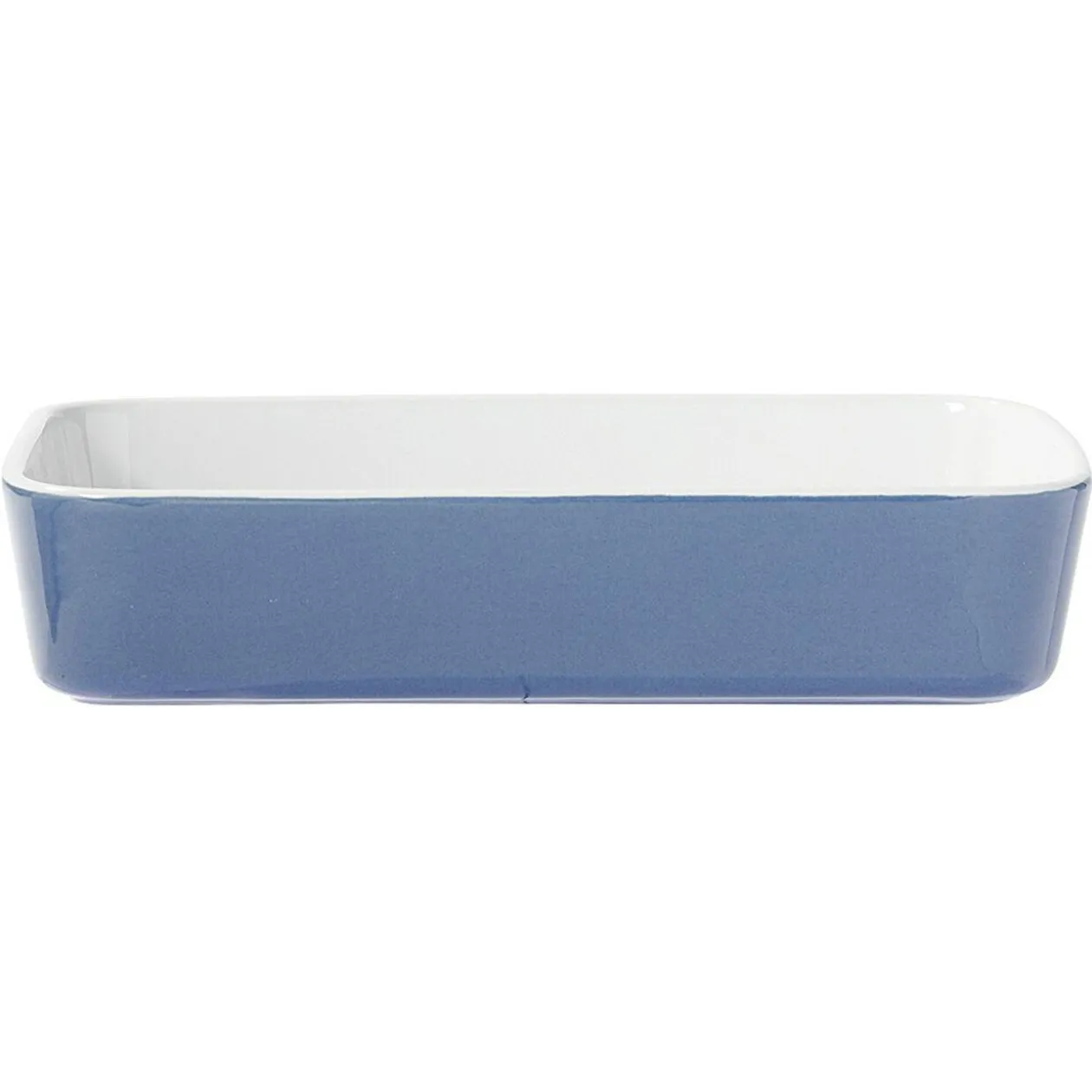 Plat cuisson rectangulaire exterieur bleu interieur blanc 1L 2L x2
