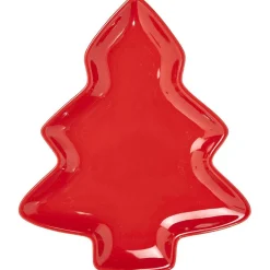 Plat en grès forme sapin de Noël