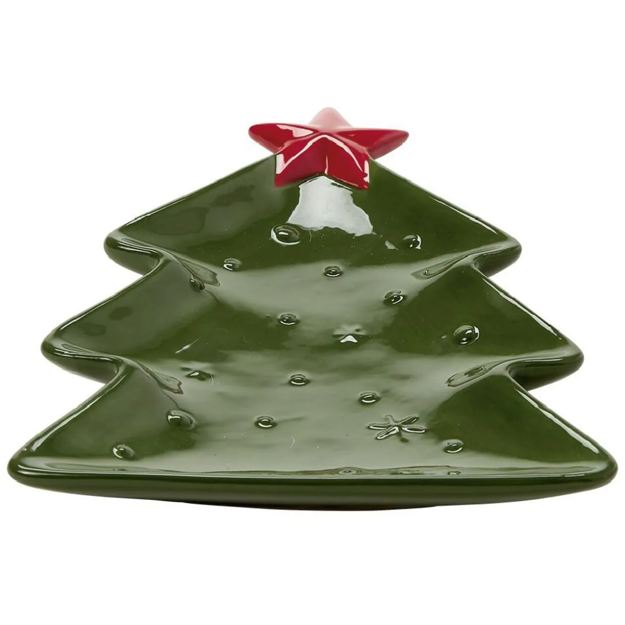 Plat service sapin en céramique vert