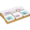 Plateau + 4 coupelles motif flamant rose