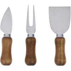 Plateau à fromage en bois avec 3 couteaux