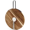 Plateau à pizza en bois avec roulette en acier