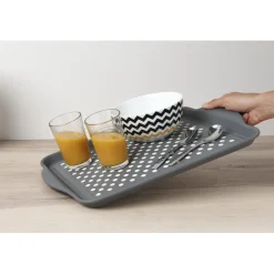 Plateau antidérapant gris et blanc