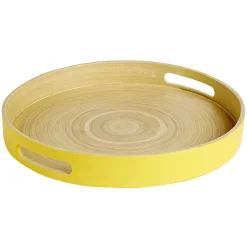 Plateau bambou contour coloré 35x35xH5cm