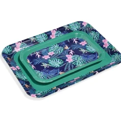 Plateau de service en carton motif tropical x 5