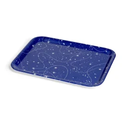 Plateau de service rectangulaire mélaminé bleu motif astral 21,7x28,7cm