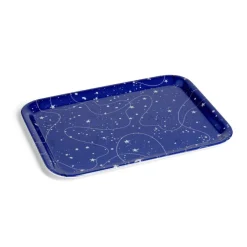 Plateau de service rectangulaire mélaminé bleu motif astral 21,7x28,7cm