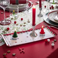 Plateau de service rectangulaire mélaminé Noël traditionnel 18,8x37,4cm