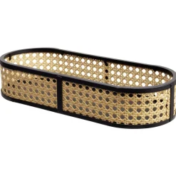Plateau ovale cannage rotin naturel noir