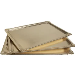 Plateau rectangulaire doré en carton x3