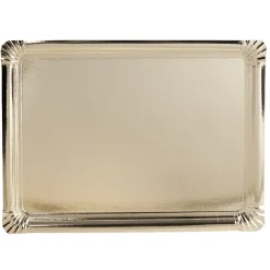 Plateau rectangulaire doré en carton x3