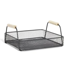 Plateau rectangulaire maille métal noir