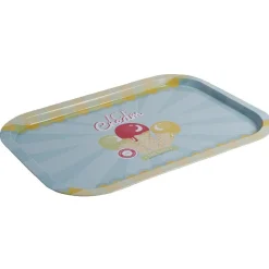 Plateau rectangulaire métal décor glace multicolore