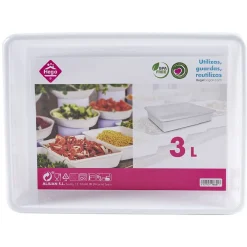 Plateau rectangulaire plastique blanc 3L