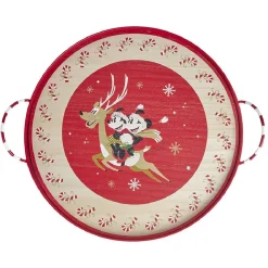 Plateau rond Disney Mickey en bois avec anse métal Ø35cm