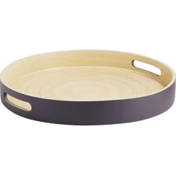 Plateau rond en bambou coloré Ø35 cm