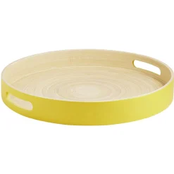 Plateau rond en bambou coloré Ø35 cm