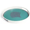 Plateau rond feuille exotique mélaminé vert Ø34,5xH4,1cm